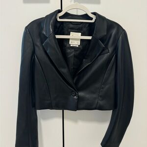 Abercrombie Vegan Leather Cropped Blazer
